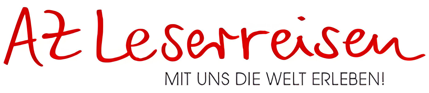 Logo mit rot geschwungenem Schriftzug AZ Leserreisen - mit uns die Welt erleben